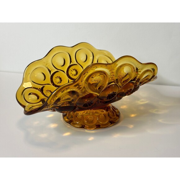 Amber Banana Boat L.E. Smith Moon and Star | Glass MCM Mid Century Kitchen Decor - Picture 3 of 7